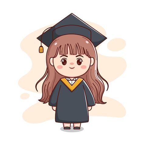 Graduation Illustration Drawings, Chibi Graduation, Graduation Cartoon Art, Student Doodle, Girl Cartoon Drawing, Cute Cartoon People, Drawing Cute Cartoon, Students Cartoon, Graduation Drawing