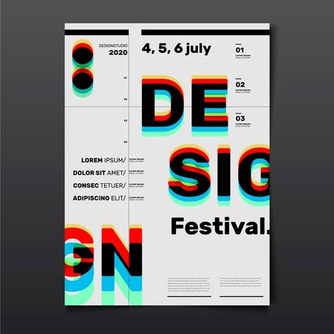 Free Vector | Festival design poster with 3d red cyan glasses effect Festival Design Poster, Adobe Illustrator Graphic Design, Japanese Artwork, Cyan Design, Festival Design, Graphic Design Poster, Japanese Design, Poster Template, Graphic Design Posters