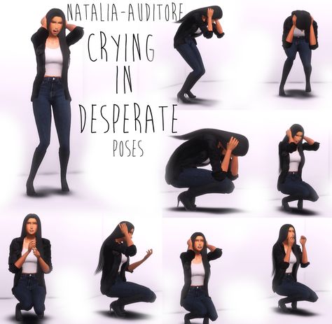 Crying in Desperate Posepack | Natalia-Auditore #s4cc Desperate Reference, Sims 4 Nightmare Poses, Sims 4 Grave Poses, Ts4 Vampire Poses, Sims 4 Scared Pose, Desperate Pose, Desperate Pose Reference, Sims 4 Crying Poses, Crying Pose