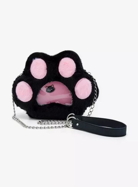 Black & Pink Paw Print Pin Collector Crossbody Bag, Pink Paw Print, Exploding Kittens, Pink Paws, Emily The Strange, Blue Beetle, Chip And Dale, Plush Backpack, Halloween Horror Nights, Scott Pilgrim