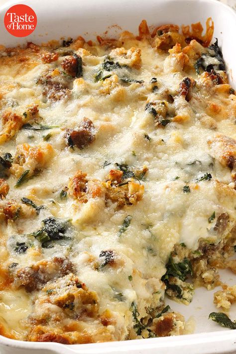 Sausage Spinach, Spinach Bake, Spinach Casserole, Overnight Breakfast Casserole, Sausage Casserole, Easter Brunch Food, Best Casseroles, Easter Brunch, Taste Of Home