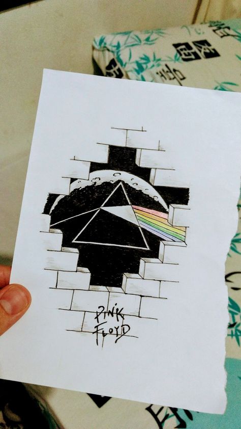 Dark Side Of The Moon Tattoo, Dark Side Of Moon, Pink Floyd Tattoo, Music Doodle, Pink Floyd Art, Dark Side Of The Moon, Desenho Tattoo, Pencil Art Drawings, The Dark Side