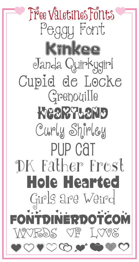 Free Valentines Fonts! Gotta love cute fonts :) Just go to the link, click on the font you want, download it to your computer, right click to extract the files from the zip file, drag the font file to your c drive/windows/fonts...and wahla you have a font to use in any of your programs. Blog Fonts, Valentine Fonts, Girly Valentines, Numbers Tattoo, Girly Tattoo, Scrapbook Fonts, Computer Font, Valentine Font, Design Alphabet