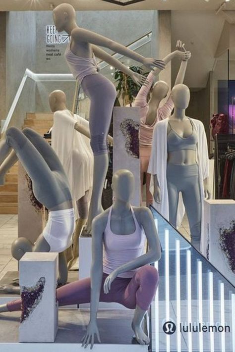 Lingerie Stores, Lululemon Store, Store Mannequins, Mannequin For Sale, Fashion Mannequin, Display Mannequins, Clothing Store Design, Retail Lighting, Visual Merchandising Displays