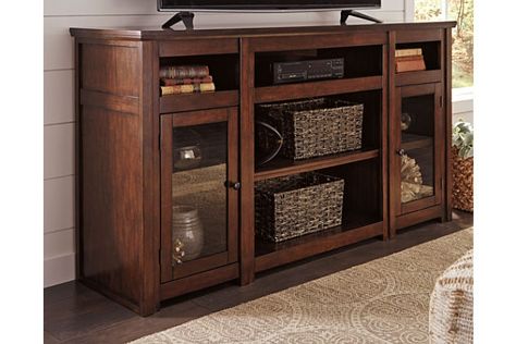 Harpan 72" TV Stand Console Ideas, 60 Tv Stand, Large Tv Stands, Ashley Homestore, Glass Front Cabinets, Electric Fireplace Insert, Large Tv, Shabby Chic Dresser, Fireplace Insert