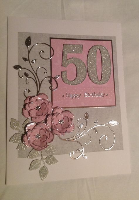 Female 50th Birthday Cards, Female 50th Birthday Cards Handmade, Handmade 50th Birthday Cards For Women, Handmade 50th Birthday Cards, Stampin Up 50th Birthday Cards Female, 50th Birthday Card For Women, 50th Birthday Card Ideas For Women, 50 Birthday Cards For Women, 50th Birthday Cards For Women Handmade