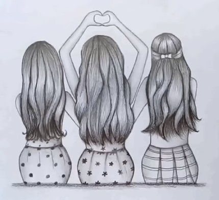 Best Friend Drawing Sketches, Best Friends Drawing, Best Friend Sketches, Friends Drawing, Sisters Drawing, Friends Sketch, Pencil Drawings Of Girls, Best Friend Drawings, Bff Drawings