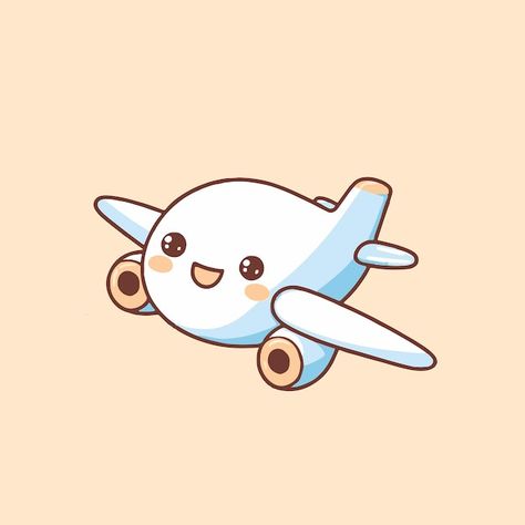 Cute cartoon airplane vector illustratio... | Premium Vector #Freepik #vector #plane #aircraft #airplane #aeroplane Aeroplane Cartoon Images, Cartoon Airplane Drawing, Cute Airplane Drawing, Anime Airplane, Aeroplane Drawing, Airplane Vector Illustration, 333 Wallpaper, Cartoon Helicopter, Airplane Doodle