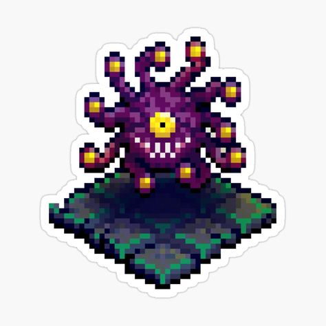 Get my art printed on awesome products. Support me at Redbubble #RBandME: https://www.redbubble.com/i/sticker/Beholder-8-Bit-Retro-Pixel-Art-by-wolfkin-design/157064092.EJUG5?asc=u Dnd Pixel Art, Pixel Art Sticker, Retro Pixel Art, Dnd Crafts, Cool Pixel Art, Kandi Patterns, Pixel Art Pattern, Fantasy Rpg, Fantasy Games