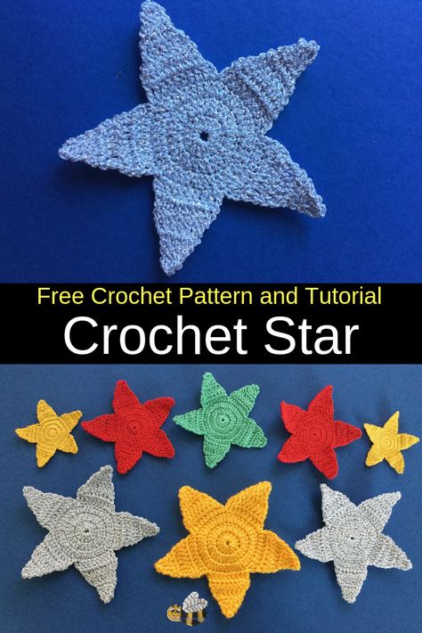 Get this free crochet pattern of a beginner crochet star at Kerri's Crochet. #FreeCrochetPattern #CrochetStar #BeginnerCrochet Star Crochet Applique Free Pattern, Large Crochet Star Pattern Free, Crochet 5 Point Star Free Pattern, Crocheted Stars Pattern Free, Fnaf Jacket, Crochet Star Applique, Crochet Seashell Applique, Crochet Star Pattern, Star Crochet Pattern