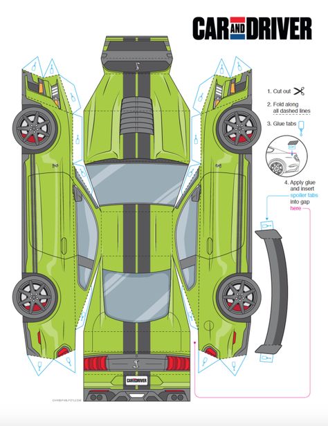 Paper Craft Car, Paper Toy Car, Mustang Shelby Gt 500, Template Papercraft, Paper Cars, Car Template, Car Rider, Car Papercraft, Paper Model Car