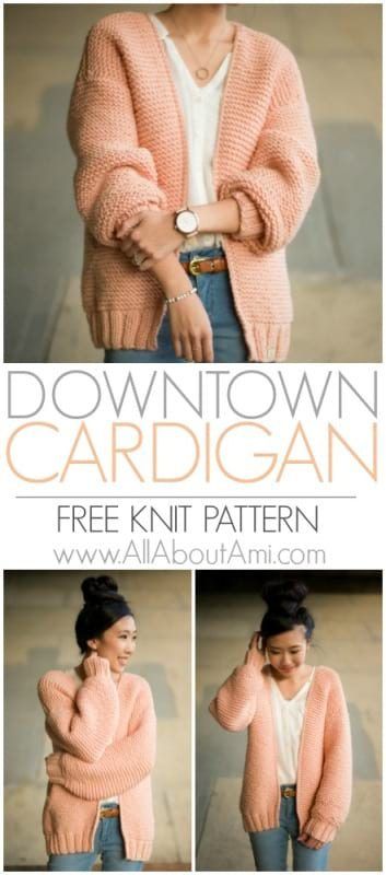 Knit this gorgeous chunky cardigan using bulky yarn and the relaxing garter stitch!  This statement cardigan works up very quickly and is perfect for beginners!  Free pattern available! Knitting Vests, Dik Vest, Knitting Amigurumi, Cardigan Handmade, Knitting Patterns Free Beginner, Knitting Patterns Free Sweater, Knit Cardigan Pattern, Cardigan Crochet, Knitting Patterns Free Cardigans