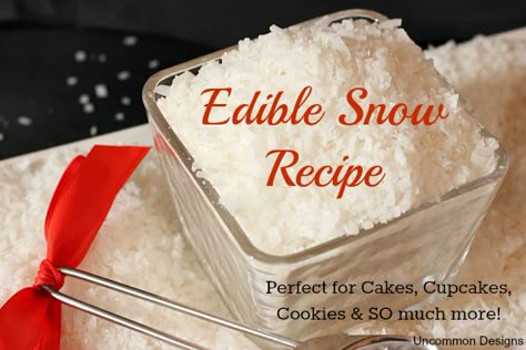 Recipe to make edible snow for your holiday baking!  This works great on cookies, cakes, cupcakes & so much more!  #Baking  #Christmas  via ... Edible Fake Snow Recipe, How To Make Edible Snow, Edible Snow For Toddlers, Gingerbread Food Ideas, Edible Fake Snow, Snow Themed Food, January Baking Ideas, Gingerbread Recipe For House, Winter Theme Food