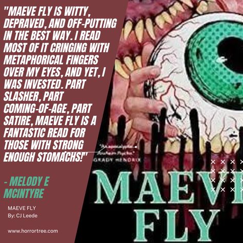 Read Melody E McIntyre's #bookreview of Maeve Fly by CJ Leede! https://horrortree.com/epeolatry-book-review-maeve-fly-by-cj-leede/ #AmReading #AmWriting #WritersLife #bookworm #IndieWriter #IndieAuthors #horror #Book #Books Maeve Fly, Female Villains, Horror Novel, Horror Book, Neon Nights, Coming Of Age, Book Reviews, Satire, Book Review