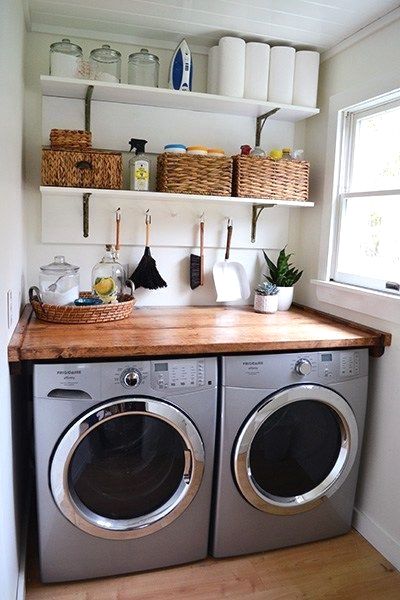 Laundry Room Countertop, Kleiner Pool Design, Laundry Room Ideas Small Space, Small Laundry Room Organization, Tiny Laundry Rooms, Room Storage Diy, Farmhouse Laundry Room, Laundry Room Inspiration, Laundry Room Remodel