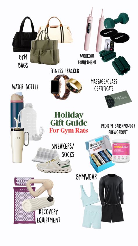 Christmas/holiday gift ideas. Gifts for gym rats. Gifts for people who love the gym Gym Rat Gifts, Gifts For Gym Rats, Gym Rat Gift, Gym Rats, Holiday Gift Ideas, Protein Bars, Holiday Christmas Gifts, Gym Rat, Gym Wear