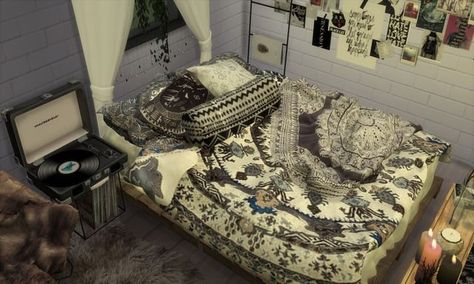 Grunge Bedrooms, Goth Bedrooms, Hippie Furniture, Witch Bedrooms, Grunge Bedroom, Hippie Bedroom, Room Decor Grunge, Sims Packs, Sims 4 Bedroom