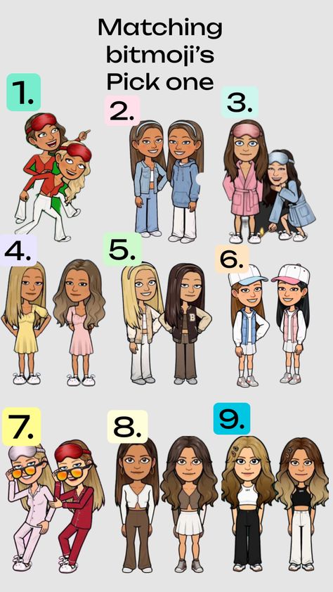 Besties Group, Bitmoji Outfits Baddie, Snapchat Best Friends, Cute Snapchat Bitmoji Ideas, Snapchat Avatar, Snapchat Bitmoji, Bff Matching Outfits, Bitmoji Outfits, Bff Matching