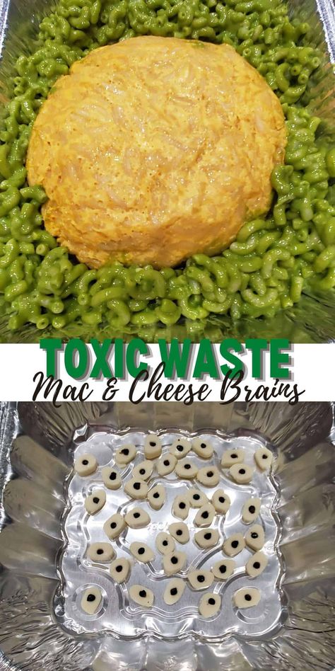 Green Mac N Cheese Halloween, Toxic Waste Mac And Cheese, Green Mac And Cheese, Crockpot Mac And Cheese, Mac And Cheese Bites, Toxic Waste, Homemade Lunch, Fun Halloween Food, Olive Relish