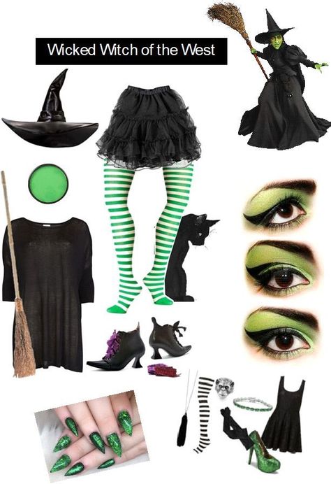 Bad Witch Costume, The Wizard Of Oz Costumes, Wicked Witch Costume, Witches Costumes For Women, Cheap Halloween Party, Witch Costume Diy, Trio Halloween Costumes, Wicked Witch Of The West, Witch Of The West