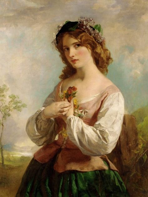 z- Woman Standing w Flowers, Out (4) Gorgeous Paintings, Girl Holding Flowers, Era Victoria, Woman With Flowers, Victorian Paintings, Rennaissance Art, Painted Ladies, Historical Painting, Baroque Art