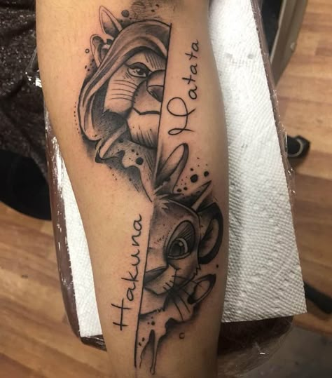 Mufasa Tattoo, Lion King Tattoo Ideas, King Tattoo Ideas, Tattoo Lion King, Journey Tattoo, Disney Inspired Tattoos, Andys Room, Underarm Tattoo, Disney Sleeve Tattoos