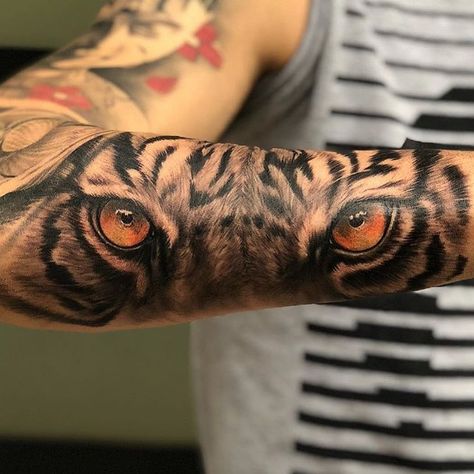 Wolf Eyes Forearm Tattoo, Panther Eye Tattoo, Panther Eyes Tattoo, Animal Eye Tattoo, Tattoo Shading Needles, Tiger Forearm Tattoo, Half Arm Sleeve Tattoo, Tiger Eyes Tattoo, Chest Tattoo Drawings