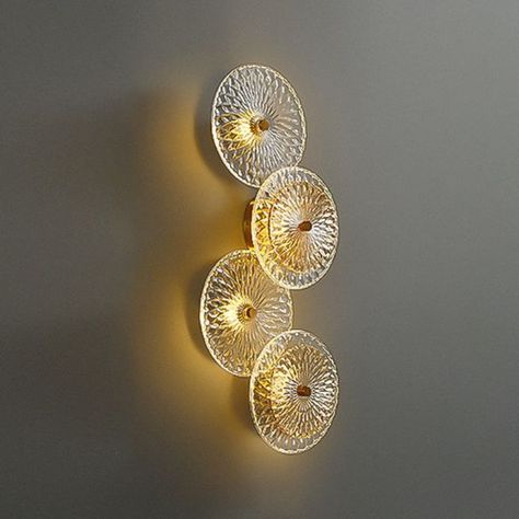 Round Wall Sconce Vintage Postmodern Style Glass Wall Lighting for Bedroom - 220V-240V 4-Light Golden Lotus, Lotus Leaves, Century Decor, Kitchen Pendant Lighting, Led Wall Lamp, Mid Century Decor, Wall Lamps, Lamps Living Room, Modern Colors