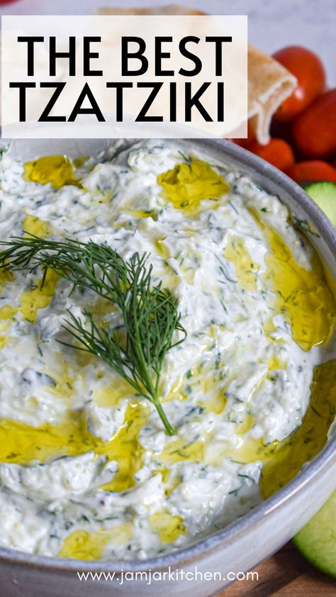 Tzatziki sauce with cucumber, dill, mint, lemon, garlic, Greek yogurt and olive oil Pork Gyros, Greek Meze, Greek Tzatziki, Lemon Roasted Potatoes, Tzatziki Recipe, Lamb Salad, Tzatziki Recipes, Greek Potatoes, Healty Dinner