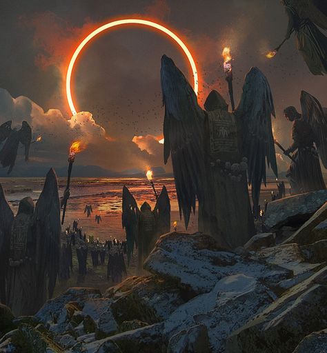 ArtStation - Eclipse, Alexey Egorov Alexey Egorov, Arte Cyberpunk, 다크 판타지, Fantasy Concept Art, Cyberpunk Art, Angels And Demons, Environment Concept Art, Dark Souls, Fantasy Artwork