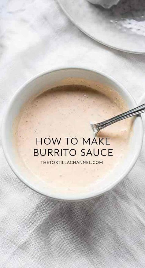 What to serve with your burrito recipes? Try this burrito sauce recipe. It is super easy to make and you have it on the table in no time. Visit thetortillachannel.com for the full recipe + video #thetortillachannel #burritosauce #burritosaucerecipe #saucerecipe Homemade Burrito Sauce, How To Make Burrito Sauce, Vegan Burrito Sauce, Chicken Burrito Sauce, Burrito Sauce Recipe Simple, Burrito Dipping Sauce, Sauce For Burritos, Breakfast Burrito Dipping Sauce, Wraps Sauce Recipe