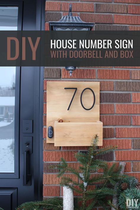 House Number Planter Box Diy, House Numbers Ideas, Diy House Number Sign, Front Door Baskets, Stencil Concrete, House Numbers Diy, Vintage License Plates, House Number Plaque, Wireless Doorbell