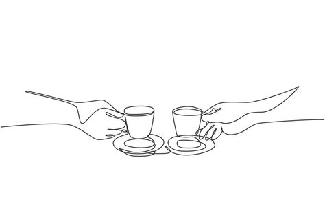 Couple Drinking Coffee Illustration, At Coffee Shop, People Drinking Coffee, 4 Drawing, Coffee Together, Coffee Line, Coffee Doodle, Coffee Artwork, Live Screen