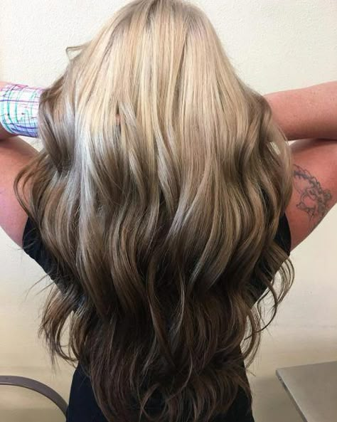 Fresh Blonde to Brown #ombrehairstyles2019 Blonde Into Brown Ombre, Blonde And Brown Ombre Hair, Blond To Brown Ombre, Blond To Brown Balayage, Dark Brown Hair Underneath Blonde On Top, Blonde With Brown Balayage, Brown Hair With Blonde On Top, Reverse Blonde Ombre, Hair Blonde On Top Dark Underneath