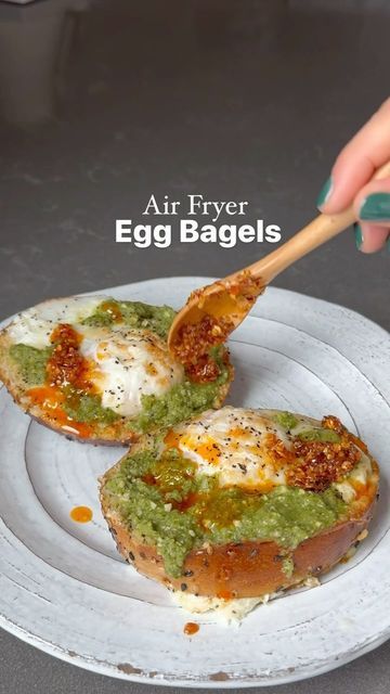 Egg Bagels, Egg Bagel, Sailor Bailey, Chopped Veggies, Nourishing Recipes, Pesto Cheese, High Fat Foods, Fat Foods, Chili Oil