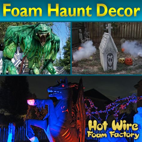 Styrofoam Halloween Decorations, Spray Foam Halloween Decorations, Halloween Outdoors, Haunted Props, Foam Props, Foam Factory, Expanding Foam, Halloween Props Diy, Diy Upcycle