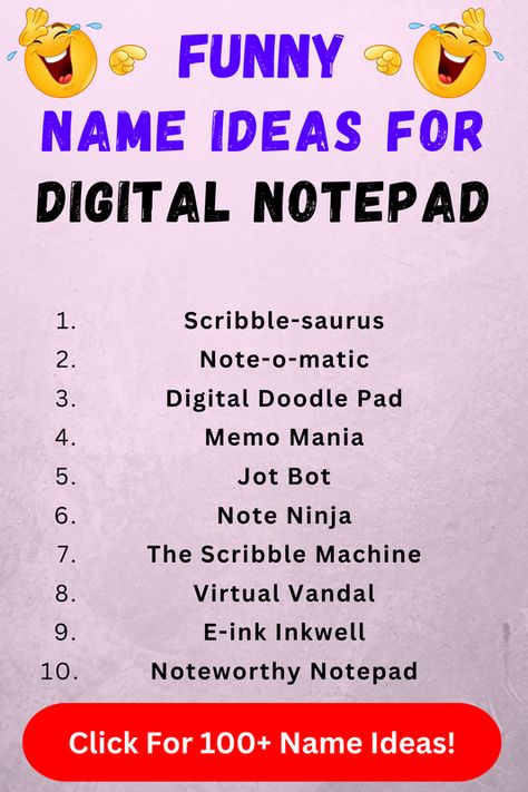 Looking for funny digital notepad names? Check out our list of top 100+ funny digital notepad name ideas in our blog post! Names For Notebook, Digital Notepad, Drawing Desk, Smart Wallet, Funny Names, Name Ideas, Writing Workshop, Digital Diary, The Wiz