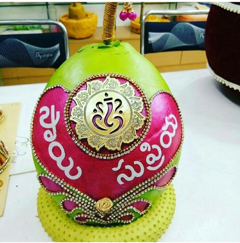 Coconut For Marriage, Kobbari Bondalu Decoration, Wedding Kobbari Bondam Designs, Pelli Bondam Decoration, Bridal Coconut Decoration, Marriage Coconut Decoration, Pelli Coconut Decoration, Kobaribondam Designs, Wedding Coconuts Decoration