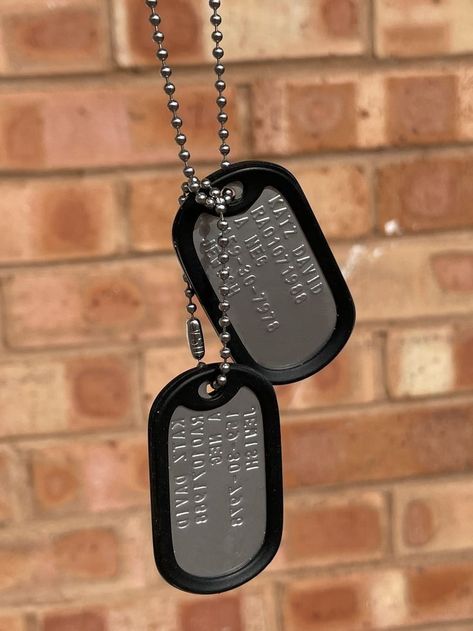 If you want a truly unique anchor tattoo, consider opting for a men's version instead of the more common feminine design. A male anchor tattoo can be a powerful and symbolic statement of strength and stability, whether you're looking for a personal reminder or want to show your support for a favorite team or cause. Army Dog Tag, Bike Jewelry, Army Dogs, Embossed Text, Military Dog, Guitar Photos, Dog Tags Military, Sustainable Accessories, Army Fashion