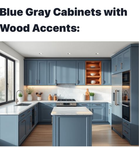 Greyish Blue Cabinets, Kitchen Walnut Cabinets, Kitchen Walnut, Wedgewood Blue, Walnut Cabinets, Blue Cabinets, Blue Kitchen, Grey Cabinets, Greyish Blue