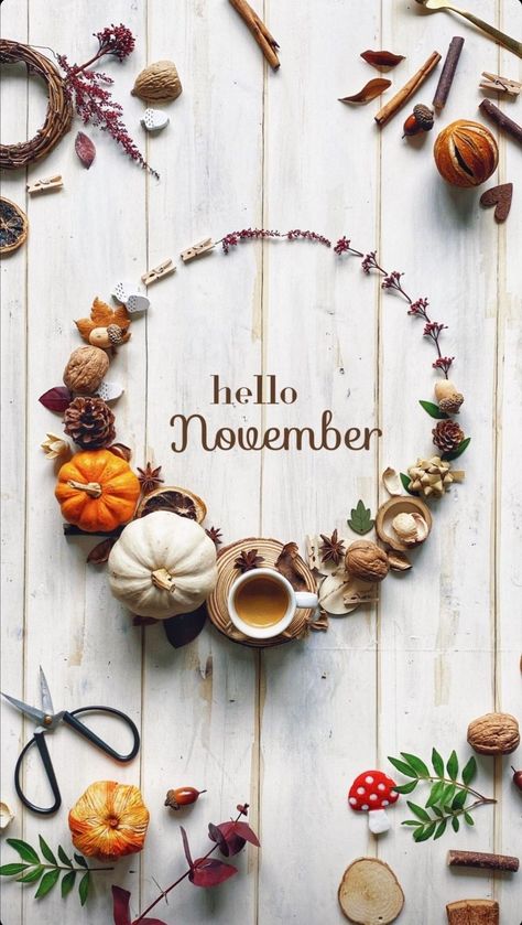 Hello November Images, Hello Novembre, Month Themes, Hallo November, November Hello, Flower Flat Lay, November Images, Hello 2023, Fall Paper Crafts