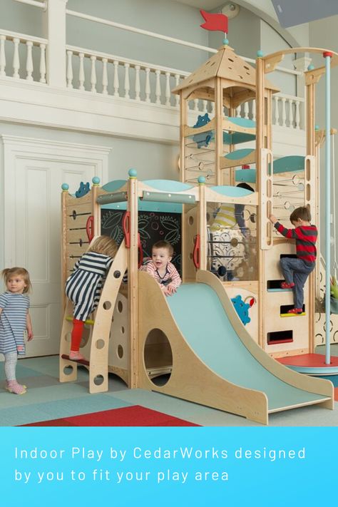 CedarWorks creates beautiful custom-design commercial indoor playsets for all ages using kid-friendly, earth-friendly materials. Indoor Playset, Indoor Playroom, Daycare Design, Indoor Playhouse, Kids Indoor Playground, Indoor Kids, Indoor Play Areas, Playset Outdoor, Playroom Design