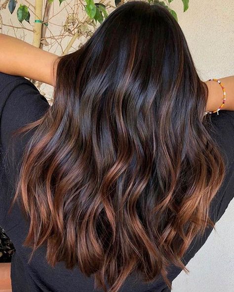 Brunette Ombre, Black Hair Balayage, Brunette Balayage, Balayage Blonde, Caramel Highlights, Brown Hair Balayage, Winter Hair Color, Balayage Brunette, Ombre Hair Color