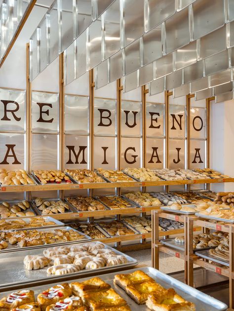 Concentrico's Design for Mi Pan Creates Community and Honors Traditional Mexican Bakeries - Architizer Journal Bread Of The Dead, Bread Wreath, Mexican Bakery, Bakery Interior, Land Of The Living, Real Bread, House On Stilts, Terrazzo Flooring, Metal Trays