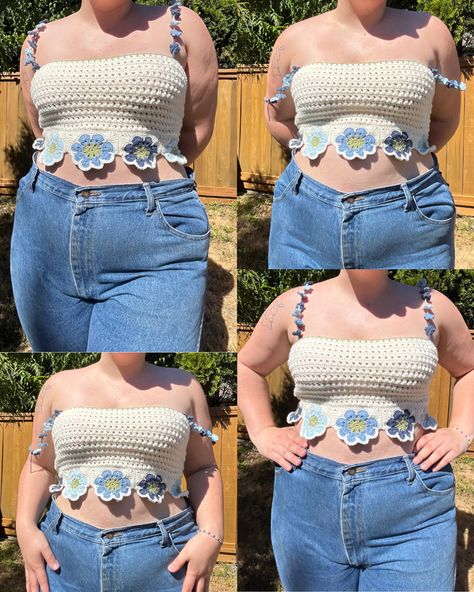 Crochet Ideas For Gifts, Crochet A Top, Crochet Flower Top, Borderline Design, Clothing Crochet, Crochet Beach Wear, Crochet Applique Patterns Free, Tops For Summer, Crochet Fairy