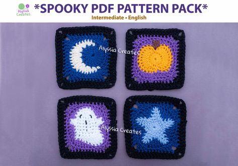 Star Granny Square, Crochet Grandma Square, Star Pumpkin, Crochet Grandma, Spooky Crochet, Triple Crochet, Pumpkin And Ghost, Crochet Half Double Crochet, Pumpkin Moon