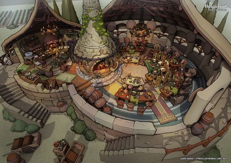 Mead Hall Art, Belgariad Art, Town Hall Concept Art, Guild Hall Fantasy Concept Art, Fantasy Dining Hall, The Belgariad, David Eddings, Environment Study, Feng Zhu Design