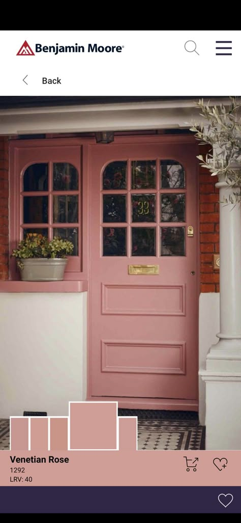 Pink Front Door, Black Paint Color, Front Door Paint Colors, Trending Paint Colors, Door Paint Colors, Stucco Exterior, Pink Door, Casas Coloniales, Painted Front Doors