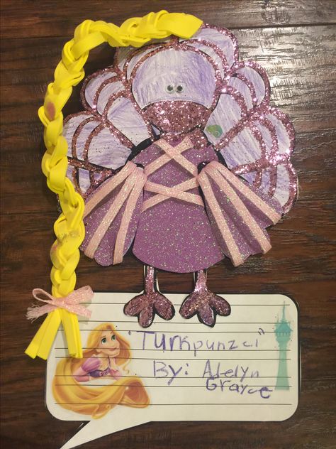 "Turkpunzel" turkey in disguise project Turkey Disguise Project Rapunzel, Disguise A Turkey Rapunzel, Turkey In Disguise For Girls Diy, Princess Turkey Disguise Project, Turkey Disguise Princess, Turkey Disguise Project Princess, Disguise A Turkey Princess, Turkey Disguises, Disguise Turkey