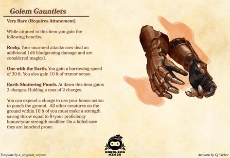 Dnd Magic Items Fighter, Magic Gloves Dnd, Dnd Fighter Items, Dnd Gauntlet Item, Unarmed Fighter Dnd, Monk Gauntlets, Dnd 5e Magic Armor, D&d Magic Items, Dnd Gloves